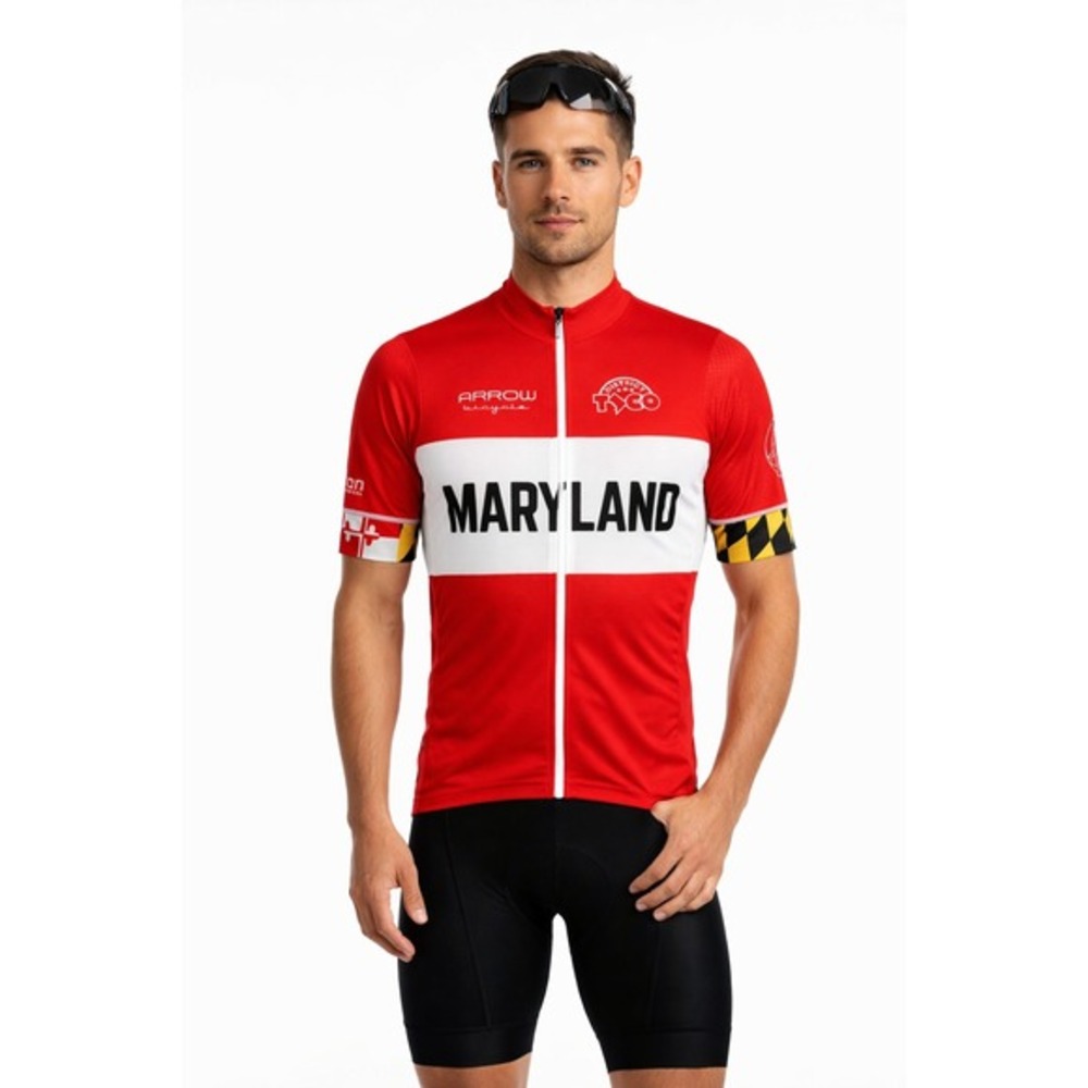Primal Wear Mens Maryland Cycling Jersey Red White Race Cut Size M District Taco